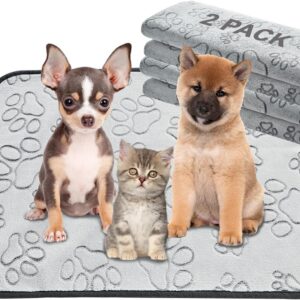 Qeils Reusable Puppy Pads, 2 Pack Washable Pee Pads for Dogs, Waterproof Non Slip Wee Wee pad, Absorbent and Leakproof Training Mats for Potty, Crate, Playpen, Bed, Sofa, 18″x 24″