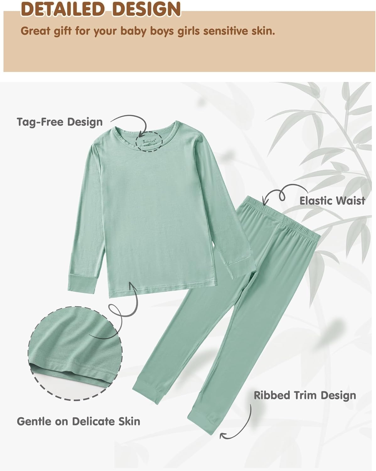 Jimonda Baby Boys Girls Pajama Sets Toddler Long Sleeve Sleepwear Sets Rayon from Bamboo Pajamas Sets 4pcs PJs 18M-8Y - Image 5
