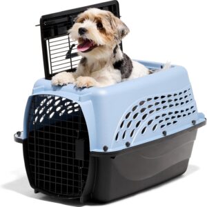 Petmate Dog Crates for Small Dogs & Cat Carriers, Two-Door Plastic Pet Kennel, Top & Front Loading, Made in USA, 24″, Blue