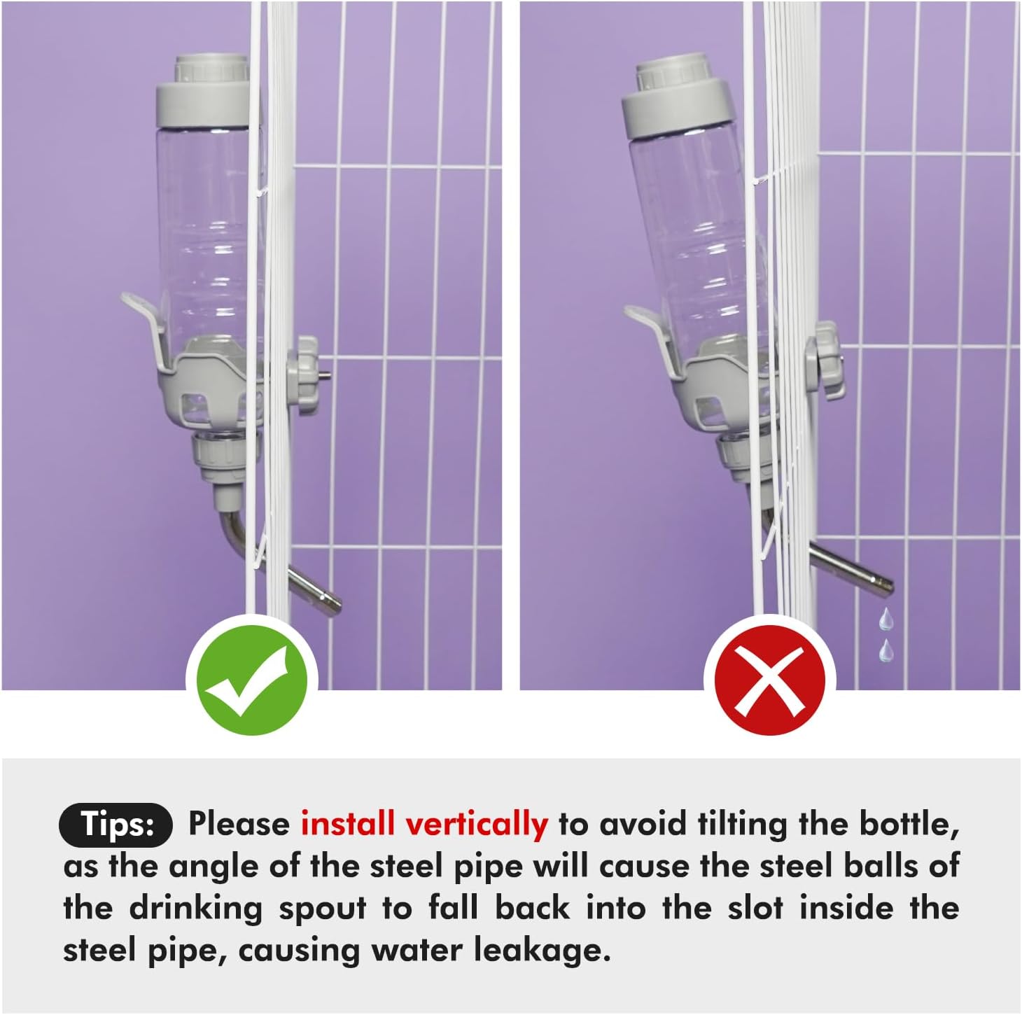 Vannon Rabbit Water Bottle for Cage, Top Fill 34oz Bunny Water Bottle No Drip Automatic Water Dispenser for Dog, Rabbit, Guinea Pig & Small Animals Hanging Cage Water Bottle - Image 6