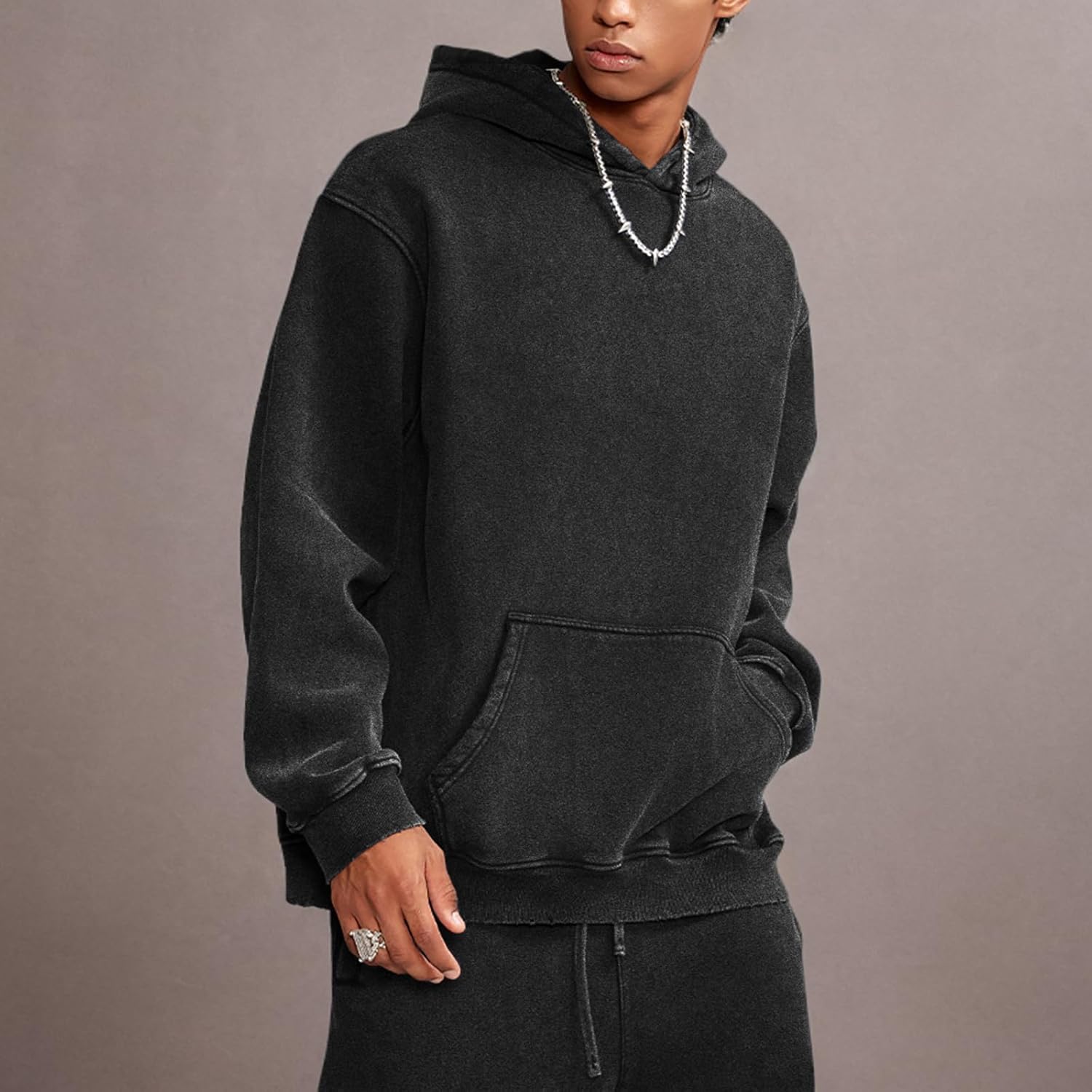 FAIABLE Mens Hoodies Oversized Unisex Acid Wash Hoodie Heavyweight Fleece Vintage Cotton Sweatshirt Men Women Streetwear - Image 7
