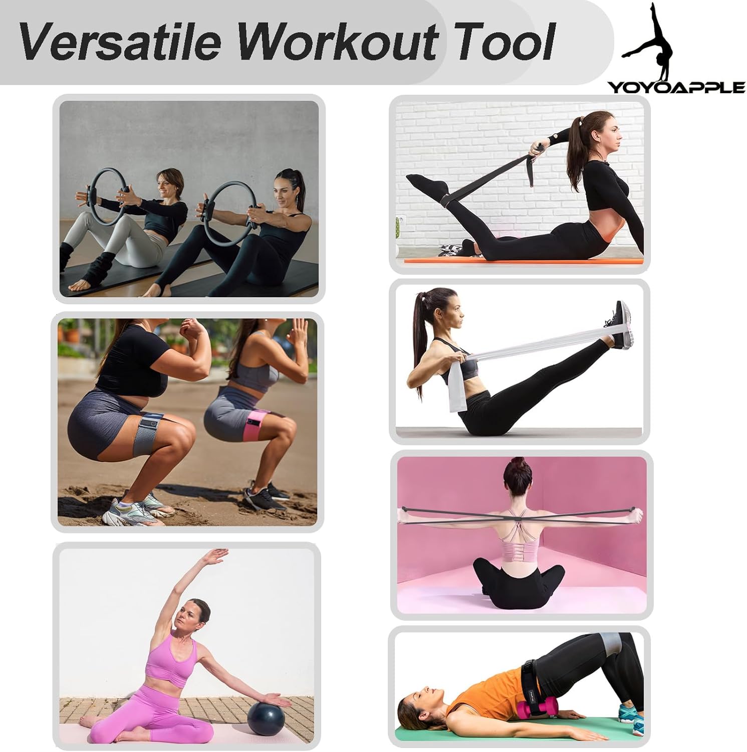 at Home Pilates Essentials Kit for Women,11pcs Pilates Kit for Home Workouts Women,Pilates Kit for Home Workouts Women,Pilates Ball and Ring Set,Pilates Accessories for Home Workouts - Image 7