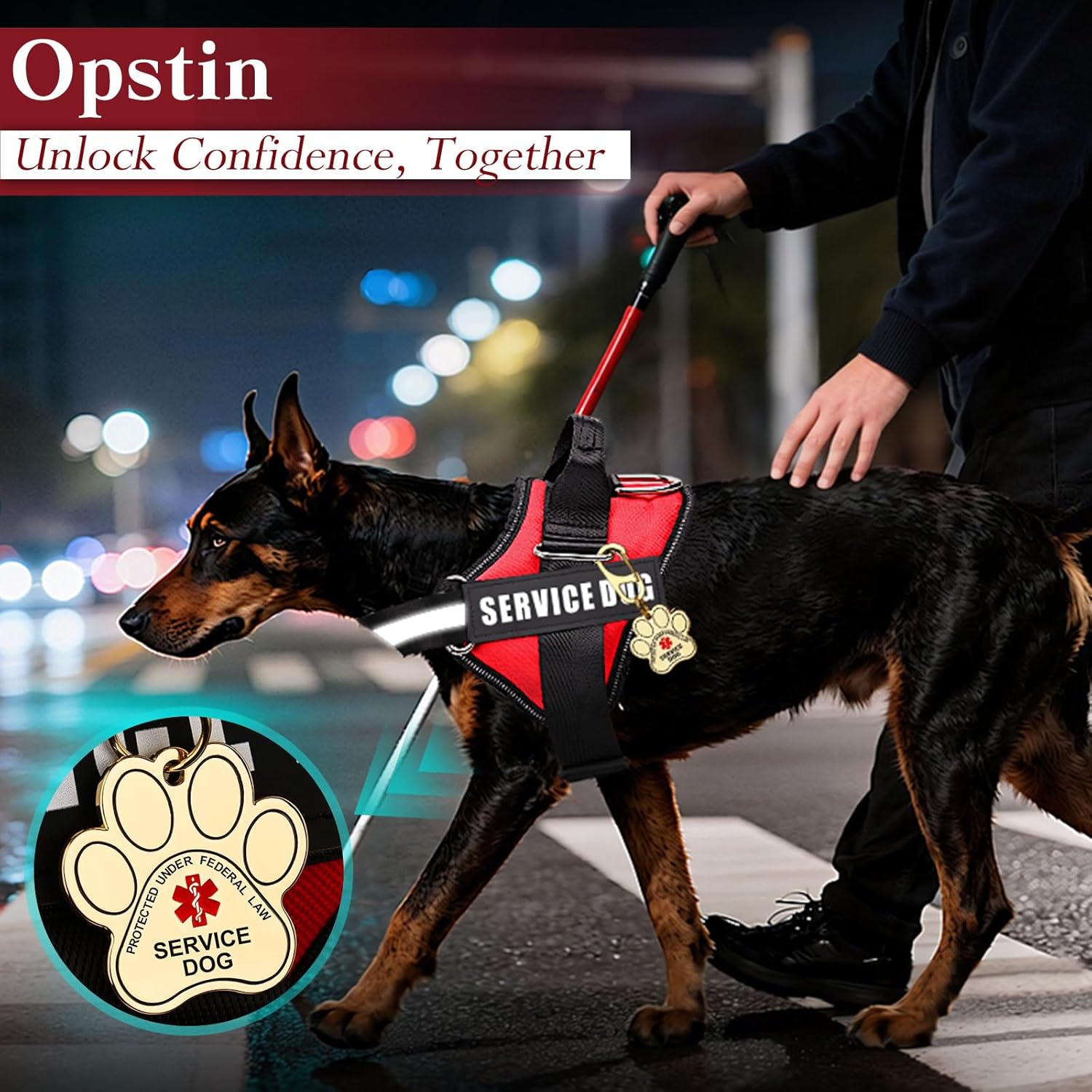Opstin Service Dog Vest, ID Tag + 50 ADA Information Cards, Service Dog Harness in Sizes X Small to XX Large, Metal Dog Tag has Ruggedized Clip, 2-Sided Service Animal Cards,ESA Accessory Set Small - Image 7
