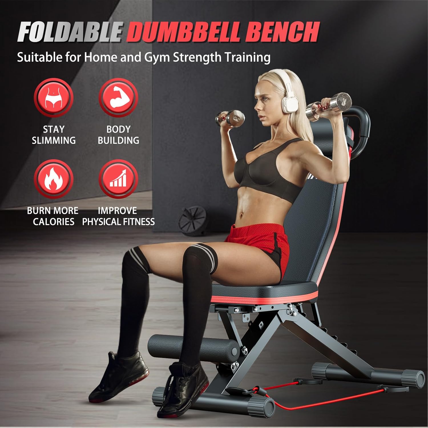 2026 1000LBS Adjustable Weight Bench, Multi-Functional Incline Decline Flat Bench Press, Foldable Full Body Dumbbell Workout Bench for Home Gym Weight Training, Sit Ups, Space-Saving Fitness Equipment - Image 3