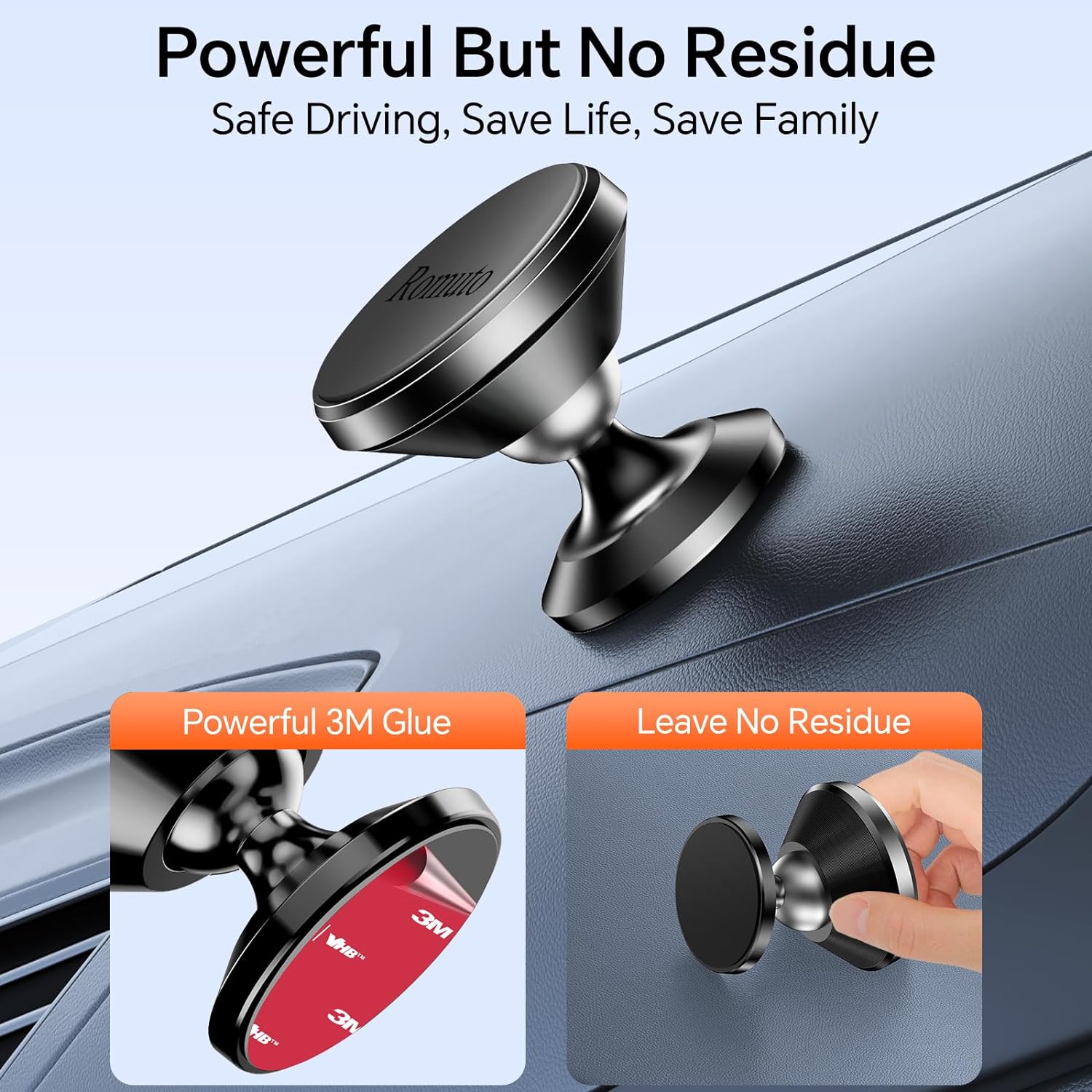 【 2-Pack 】 Magnetic Phone Holder for Car Dashboard【Strong Magnet】iPhone Magnetic Phone Mount for Car Phone Holder 【4 Metal Plate】Cell Phone Holders for Your Car Mount for iPhone 17 Pro Max Air 16 15 - Image 2