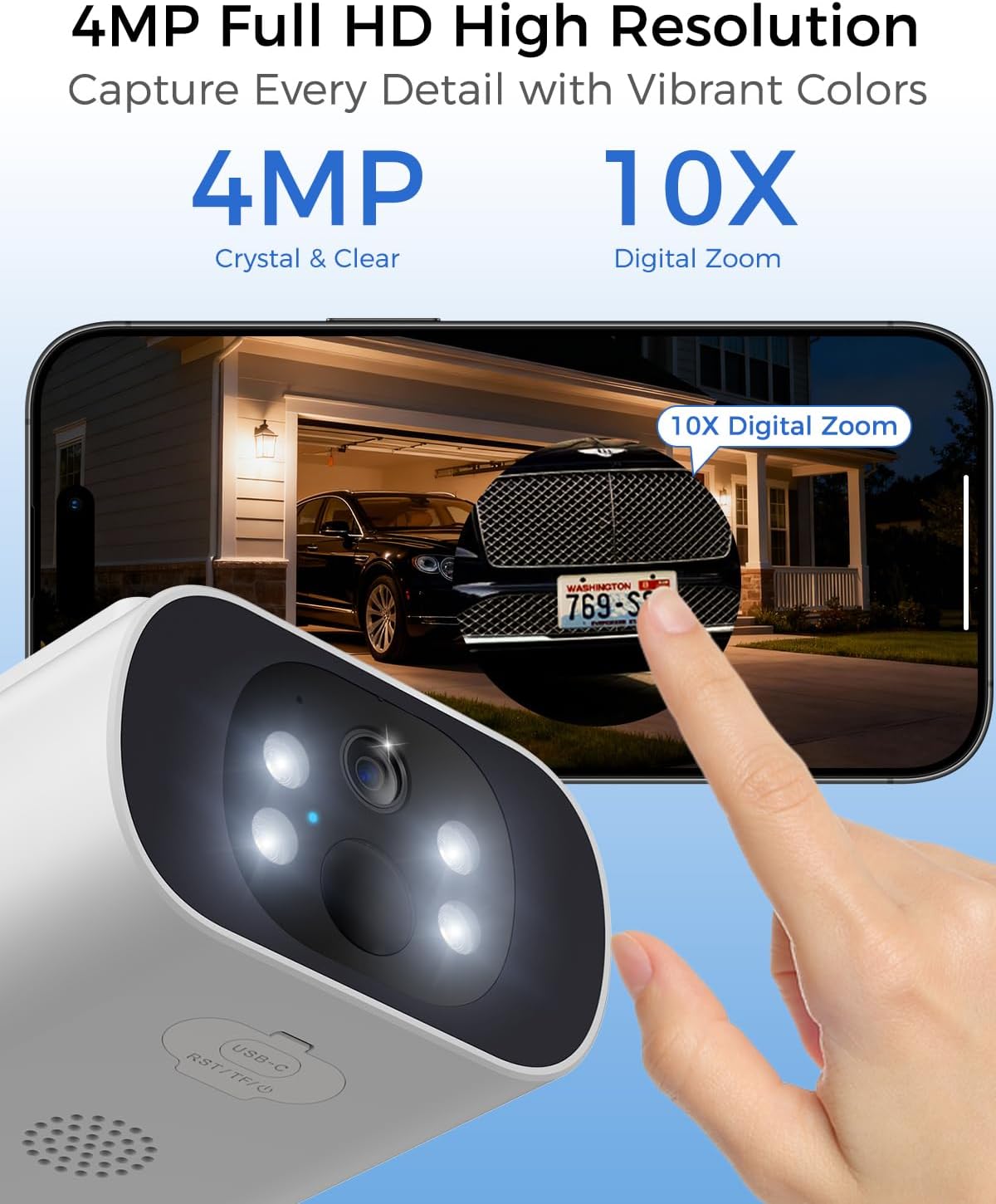 Solar Security Cameras Wireless Outdoor, 4MP Cameras for Home Security Camera System, 64GB Local Storage, No Subscription, Easy Setup, Color Night Vision, 2.4 & 5G WiFi, 4-Cam Kit - Image 7