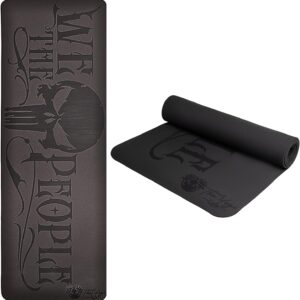 Hero Lyfe Yoga Mat – “We the People” Skull Engraving, Non-Slip Black TPE, 72″ x 24″ x 6mm, Patriotic Fitness Mat for Veterans and First Responders