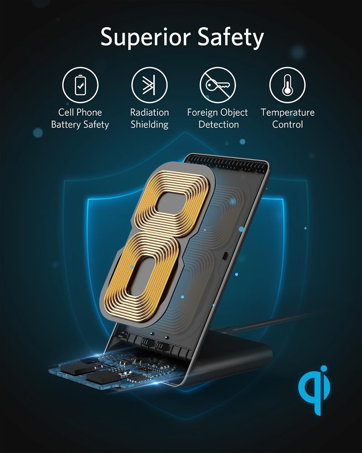 Anker 313 Wireless Charger (Stand), Qi-Certified for iPhone 17/17/17 Pro/17 Pro Max/15/14/13, 10W Fast-Charging Galaxy S23 S22 S21(No AC Adapter) - Image 5