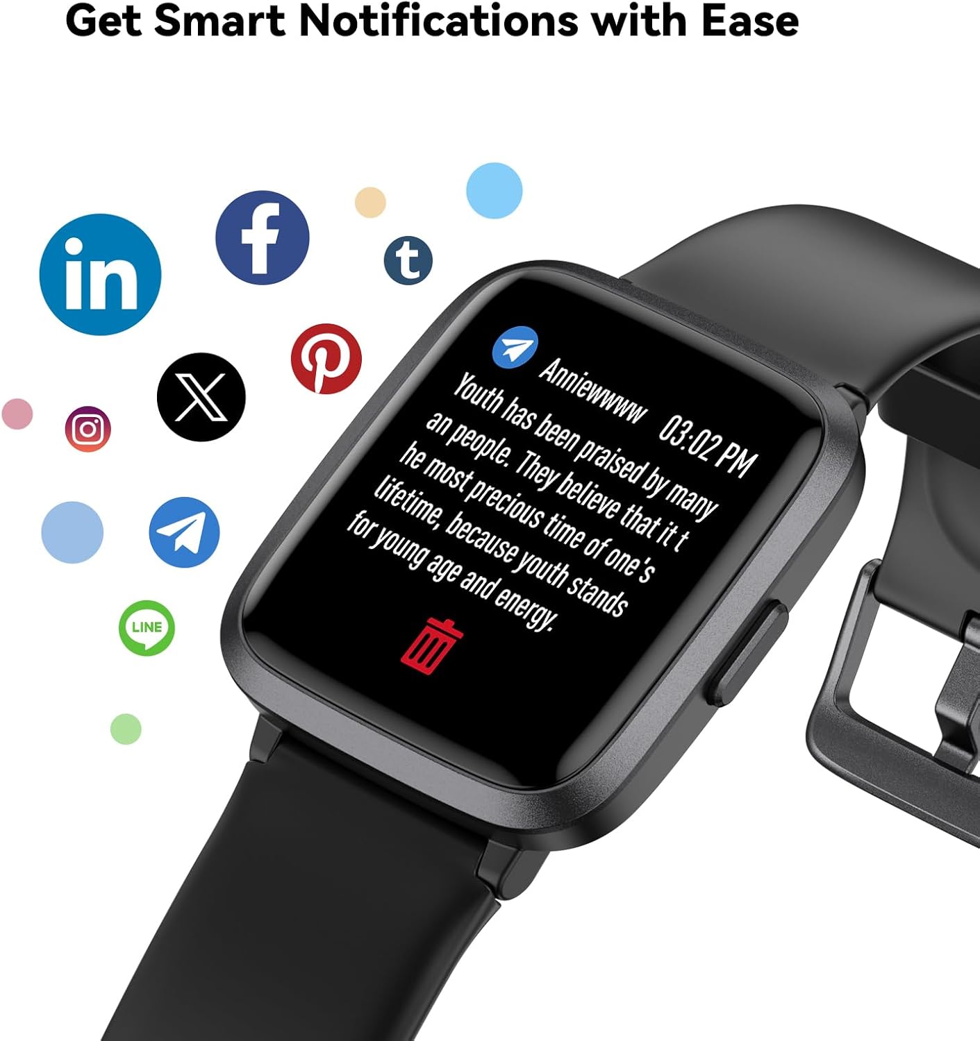 LIVIKEY Fitness Tracker Watch with Heart Rate Monitor, Activity Tracker with Pedometer, Sleep Monitor, Calories & Step Counter, IP68 Waterproof Smart Watches for Women Men Fitness Watch for Sports - Image 4