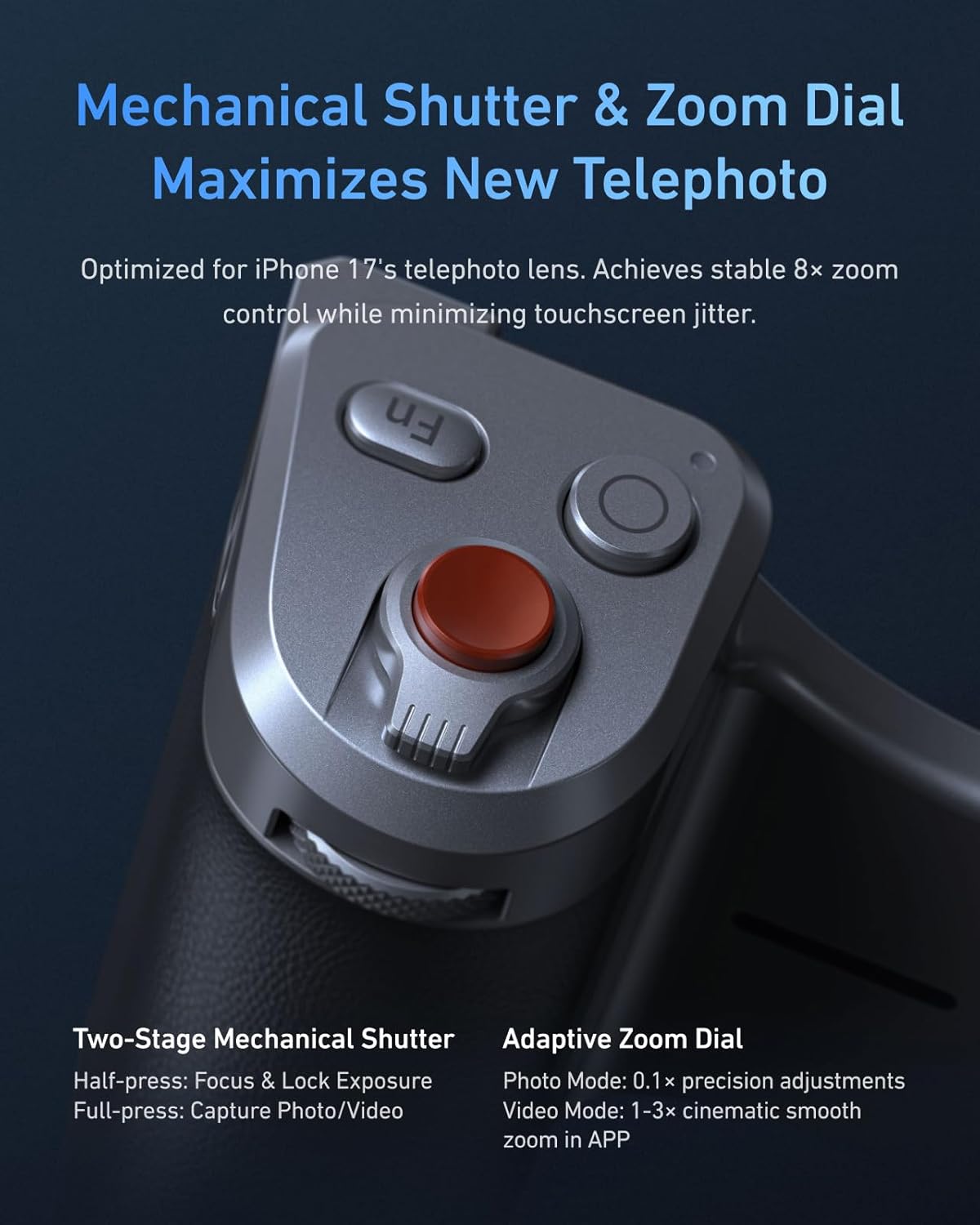 TELESIN Master Grip Universal for iPhone/MagSafe, Magnetic Phone Camera Grip with C03 Selfie Light Creator Kit Built 3200mAh Battery Wireless Charging -【Graphene Case Only for iPhone 17 Pro Max】 - Image 7