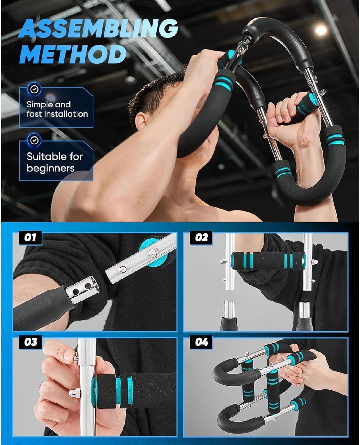 LYKAN Twister Arm Trainer, 40-100lb Adjustable Chest Workout Equipment, Arm Trainer, Twister Arm Trainer, Portable Power Twister Bar, Detachable Design Fitness Anywhere - Image 6