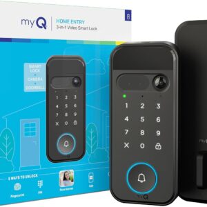 myQ Secure View™ 3-in-1 Smart Lock with 2K HDR Video Doorbell Camera, Face Access, Fingerprint Access, PIN & App Control — Intelligent Entry with Built-in Camera, Color Night Vision & Two-Way Audio