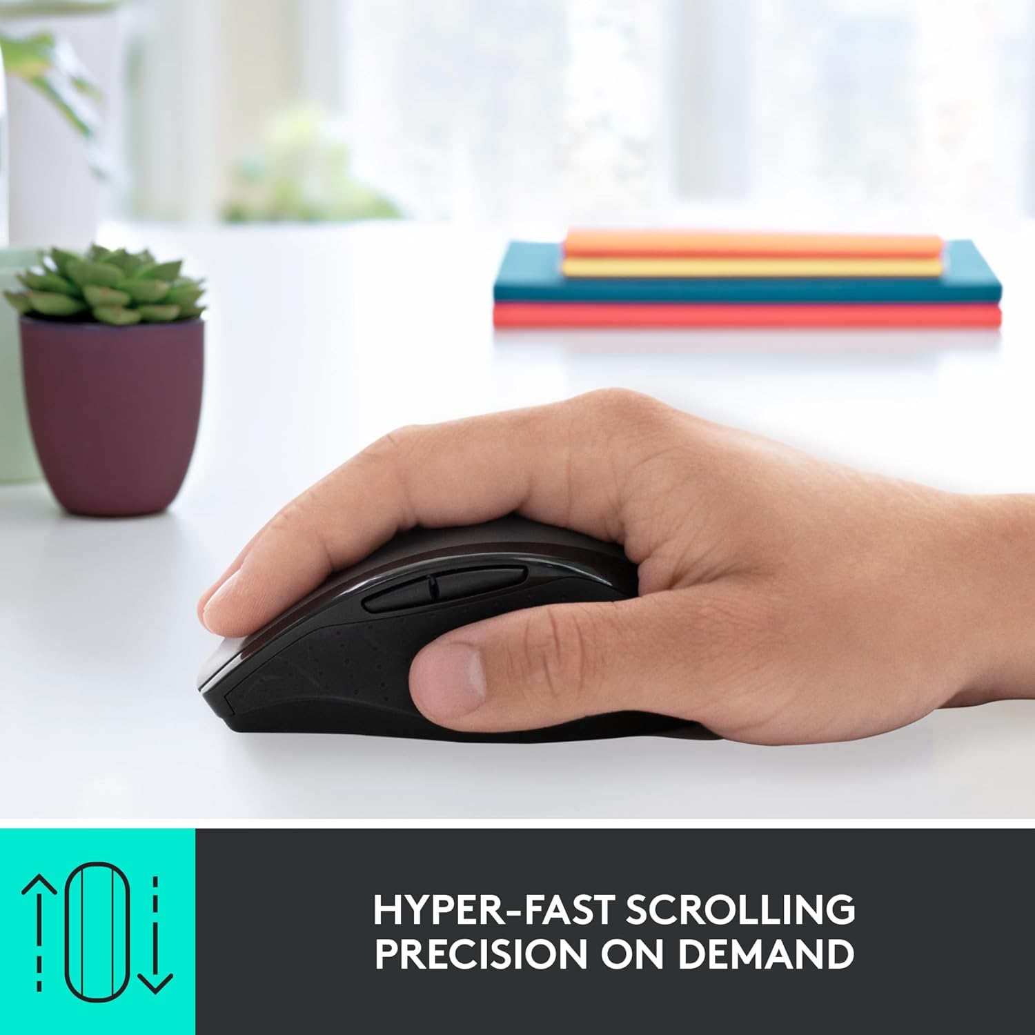 Logitech M705 Marathon Wireless Mouse, Gaming Mouse Wireless, 2.4 GHz USB-A Receiver, 5-Programmable Buttons, 3-Year Battery, PC, Mac, Laptop, Chromebook - Black - Image 3