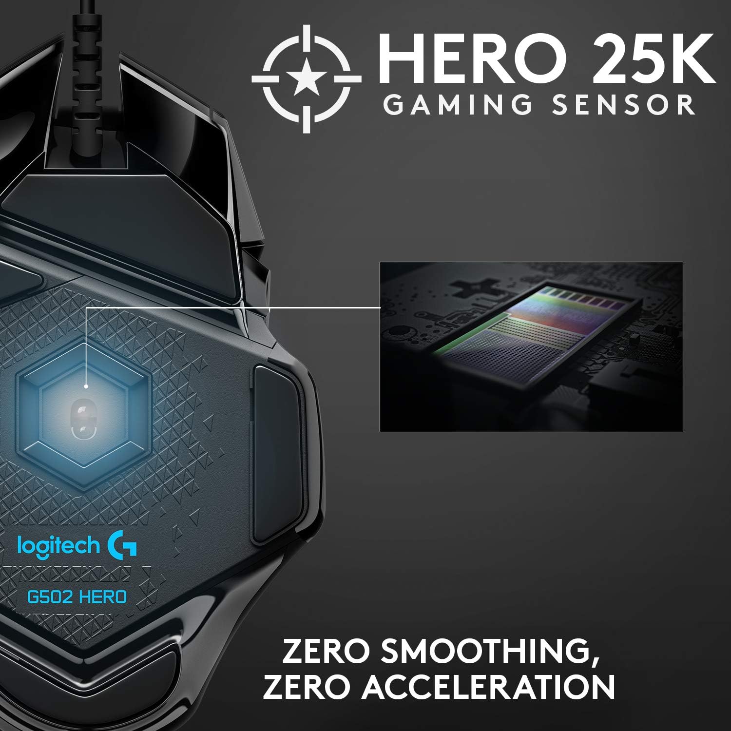 Logitech G502 Hero High Performance Wired Gaming Mouse, Hero 25K Sensor, 25,600 DPI, RGB, Adjustable Weights, 11 Programmable Buttons, On-Board Memory, PC/Mac - Black - Image 2