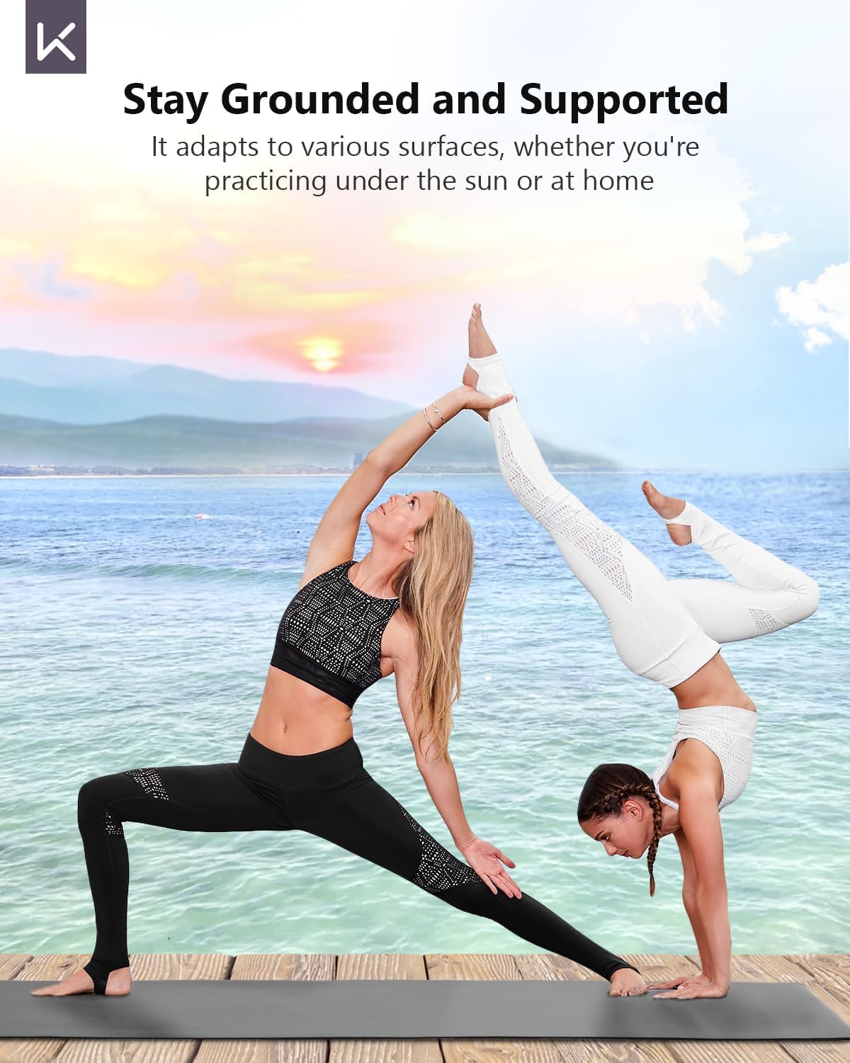 KEEP Rubber Yoga Mat - Professional Sweat Absorbent PU & Natural Rubber. Non Slip Workout Mats for Women & Men, 5mm Thick, 72"x26" Extra Long Wide Pad for Hot Yoga, Pilates, HIIT, Home Gym - Strap Included - Image 6