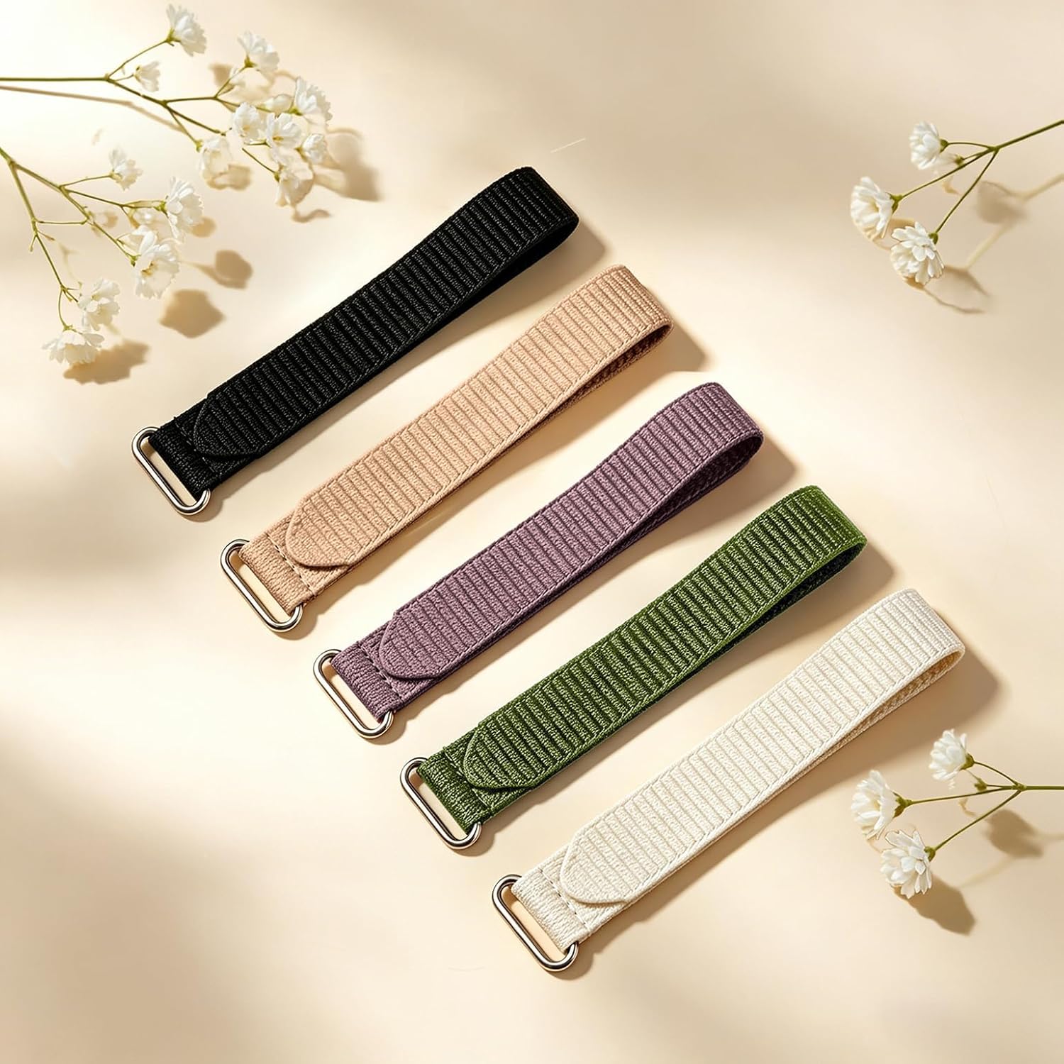 5 Pack Nylon Loop Wristband Compatible with Hume Band Replacement, Hook and Loop Breathable Soft Strap for Fitness Tracker Women Men - Image 4