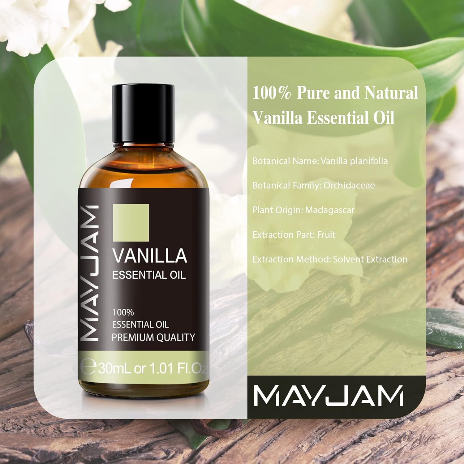 Vanilla Essential Oil 30ml/1.01fl.oz, MAYJAM Premium Vanilla Oils for Aromatherapy, Diffuser, Soap Making, Candle Making, Long Lasting Scents - Image 3