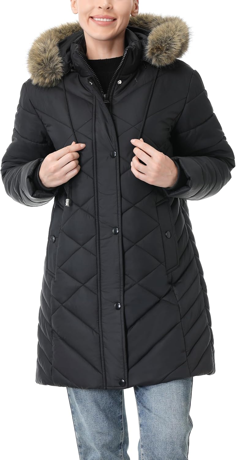 Women's Long Warm Winter Coat Windproof Thickened Fleece Lined Down Jacket Waterproof Puffer Outerwear with Removable Hood - Image 3
