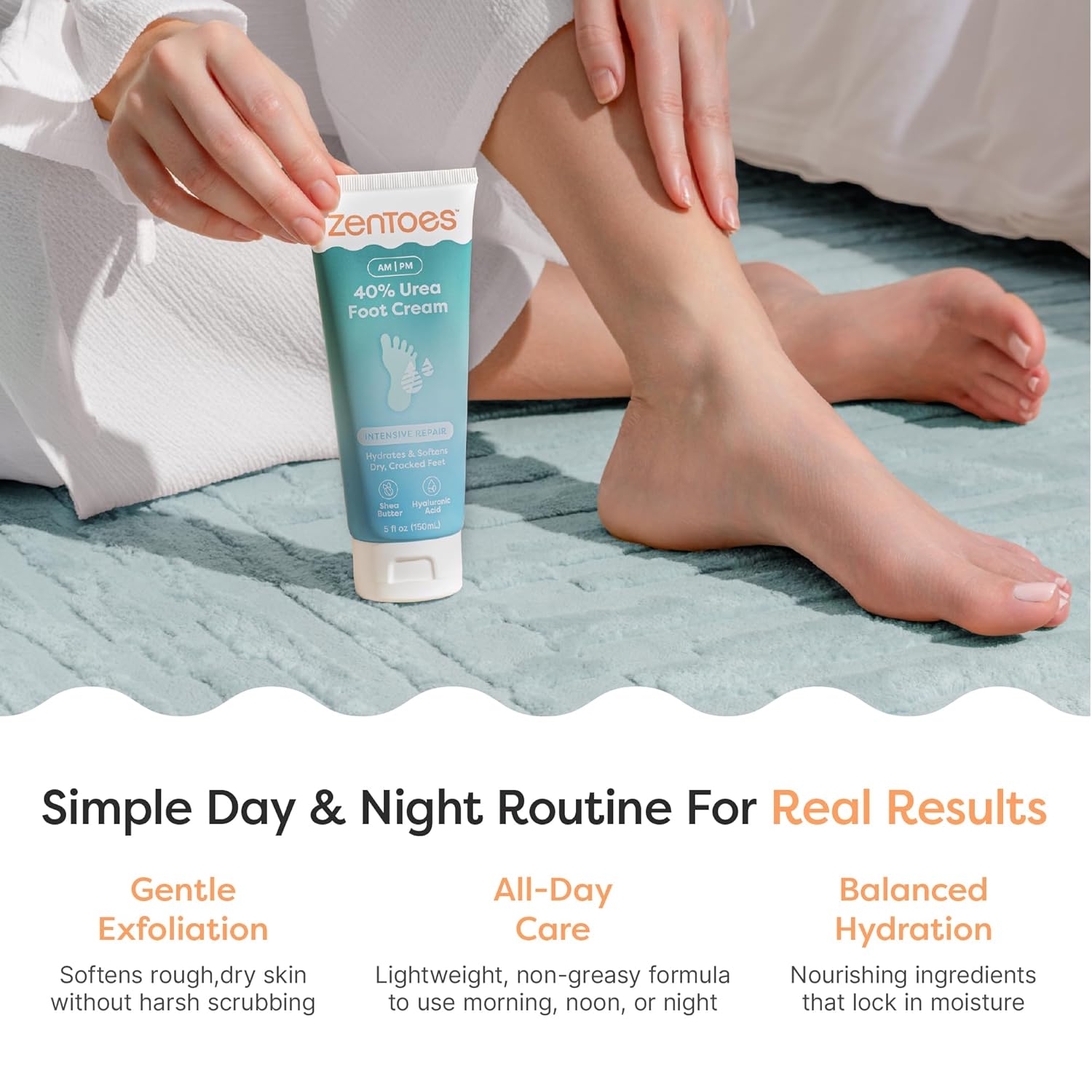 ZenToes Urea Cream 40 Percent for Feet | Foot Lotion for Dry Cracked Heels and Feet | Intense Dry Feet Softening and Hydration for Skin | Heel Balm and Moisturizing Care | 5oz - Image 5