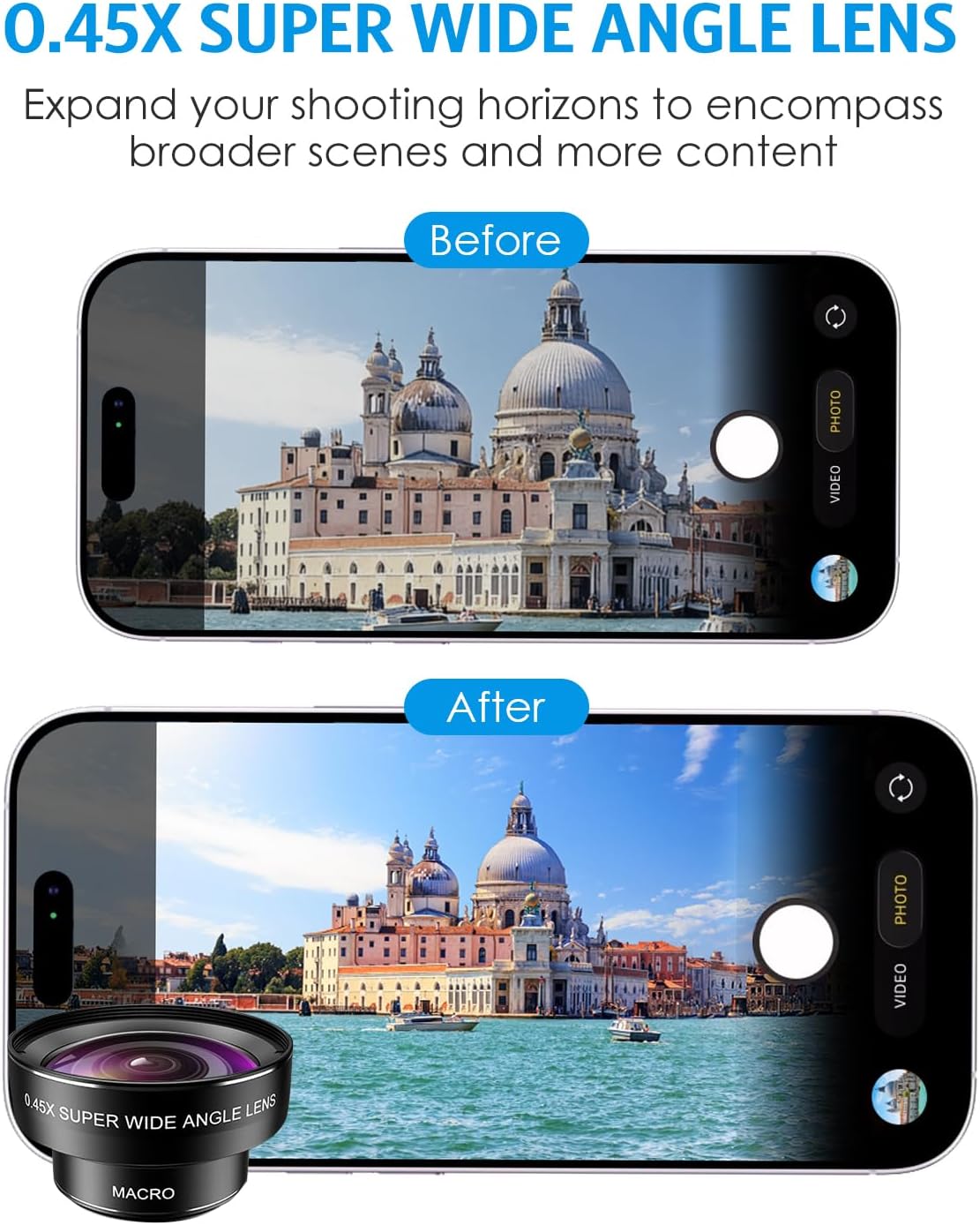 AMIR Phone Camera Lens, 0.45X Super Wide Angle Lens for iPhone Lens Kit, 15X Macro Clip-On 2 in 1 Professional Lens Kit for iPhone, Samsung, Google and Most of Android - Image 4