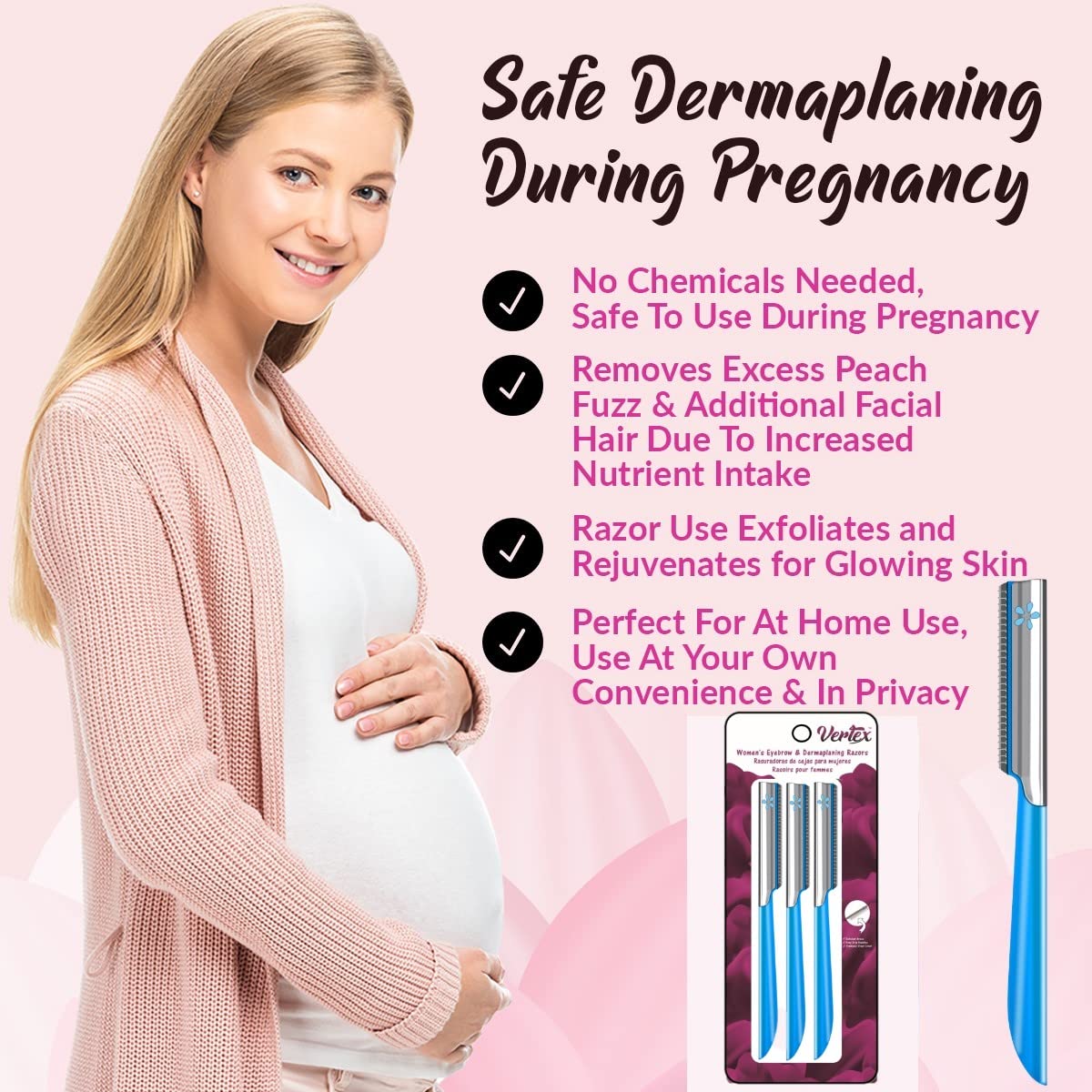 Facial Razor Hair Removal - Dermaplaning Tool Peach Fuzz Remover Trimmer Women Remove Fine Hair Blue Eyebrow Razors Dermaplane Face Shavers Exfoliating Sensitive Skin Travel Essential - Image 4
