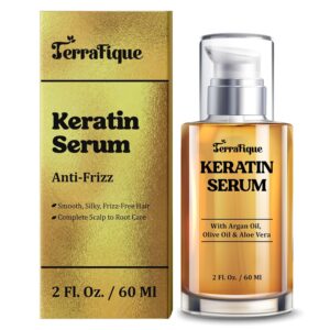 Keratin Anti-Frizz Leave-in Conditioner and Straightening Serum with Argan Oil for All Hair Types – 2 Fl. Oz.