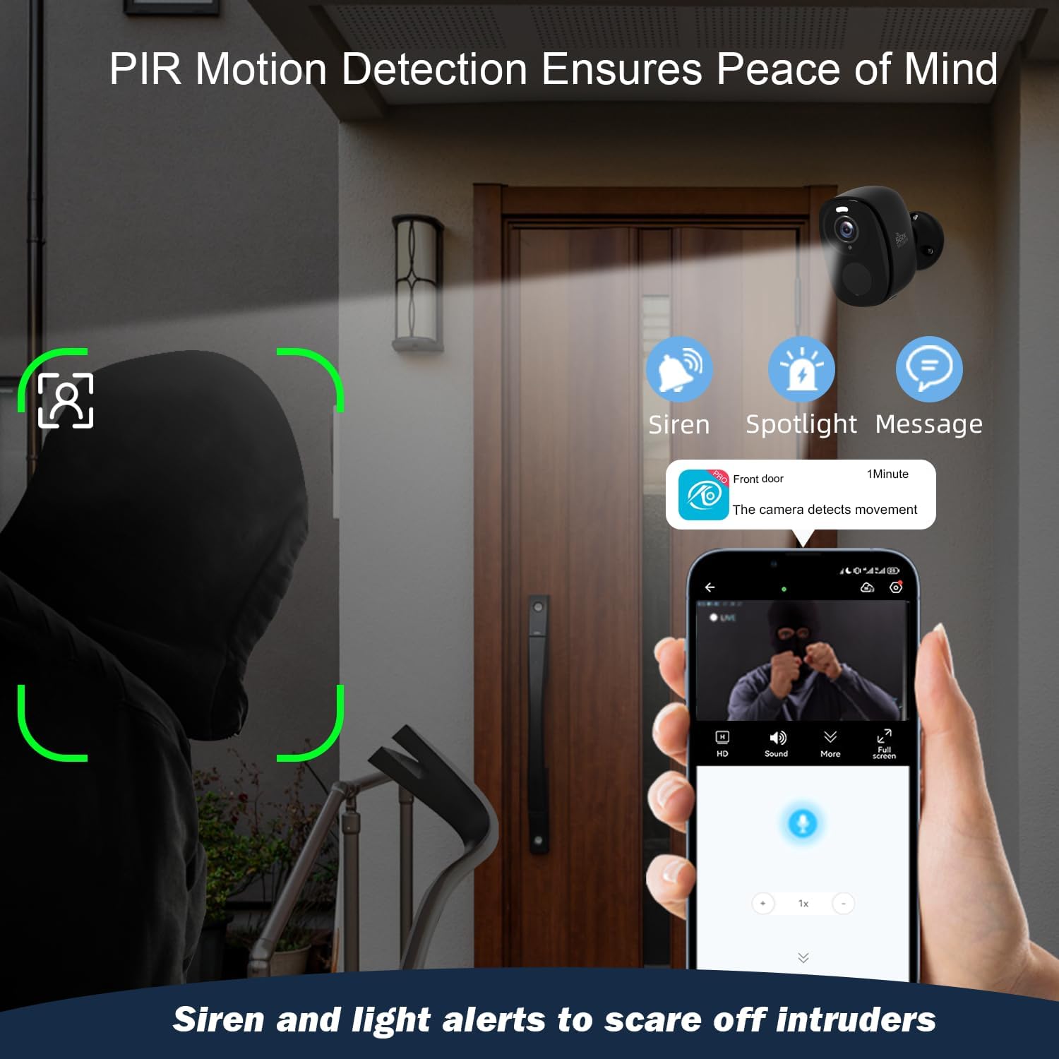 Rraycom 4Pack 5G/2.4G Security Cameras Wireless Outdoor,2K Battery Powered AI Motion Detection Siren Alarm WiFi Home Indoor Camera, Color Night Vision, 2-Way Talk, Waterproof, Works w/Alexa, Cloud/SD - Image 5