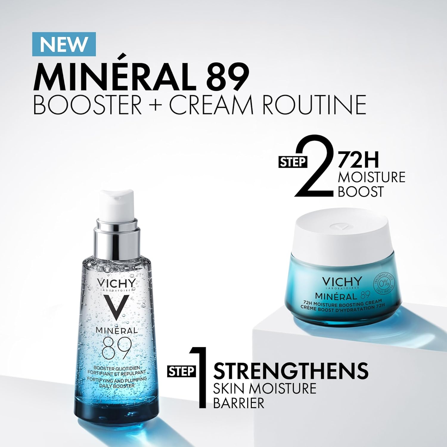Vichy Mineral 89 Fragrance Free Cream, Moisture Boosting Cream with Hyaluronic Acid, Daily Face Moisturizer, Available in 4 Formulas For All Skin Types, Dry & Sensitive Skin & Mattifying for Oily Skin - Image 7
