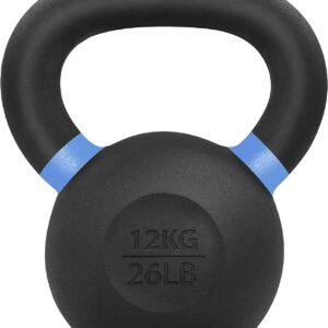 Yes4All Powder Coated Kettlebell, Cast Iron Core Kettlebells with Non-Slip Handle & Flat Bottom for Conditioning, Heavy Duty for Strength Training, 9lb to 71lb – Single & Pair