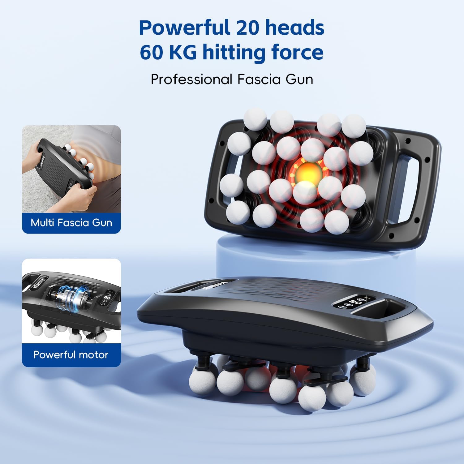 cotsoco 20-Head Massage Gun Set, Deep Tissue Percussion Massager with 9 Modes and 9 Intensities, Quiet Handheld Muscle Massager for Back, Shoulders, Legs, Foot & Body Pain Relief - Image 3