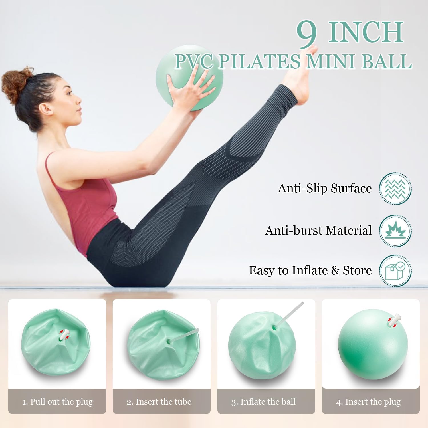HIMESPORNER Pilates Equipment Kit for Home Workout, Pilates Ring and Ball Set with 2.2lb *2 Dumbbells, Fabric Resistance Bands, Tape Measure, Bag, Pilates Essentials Accessories for Women Yoga - Image 6