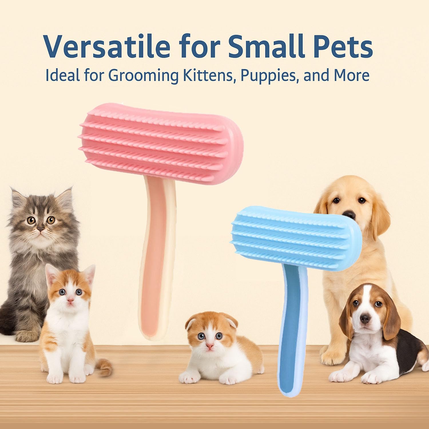 2 Pack Bunny and Chinchilla Grooming Brush – Soft Silicone De-Shedding Bath & Massage Comb for Rabbits, Guinea Pigs, Small Pets, Cats, Dogs, Kittens & Puppies - Image 4