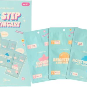 The Crème Shop To Go 3-Step Skincare Variety Pack, Face Wash, Sheet Mask & Sleeping Mask, Moisturizes and Brightens with Niacinamide, Ceramides, and Peptides. Travel Essentials, Travel Set