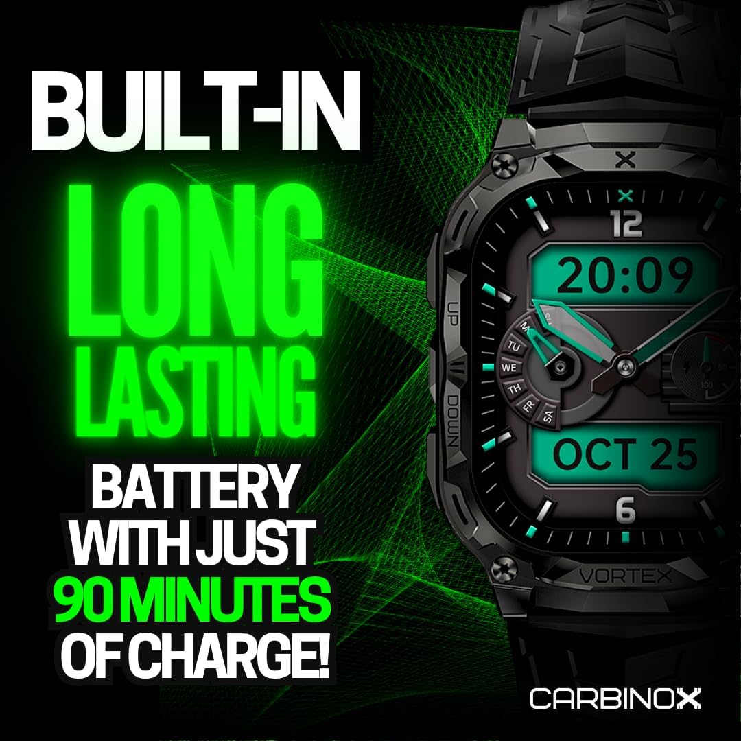 CARBINOX Vortex Smartwatch (Answer/Make Calls), Military-Grade Rugged Fitness Tracker, IP69K Waterproof, Sport Design for Active Lifestyles - Image 4