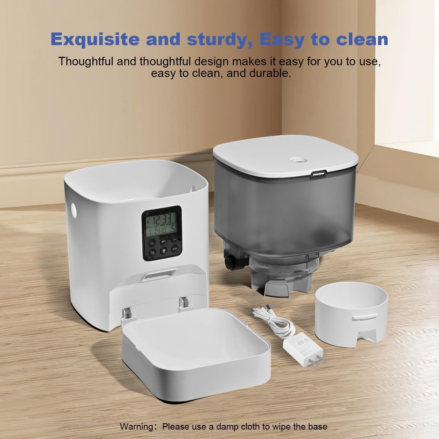 ANDOLL HOME Automatic Cat Feeder, 4L Cat Food Dispenser with 10s Voice Recorder, Pet Feeder up to 8 Meals per Day, Timed Dog Feeder with Dry Food Sealed Ring - Image 5