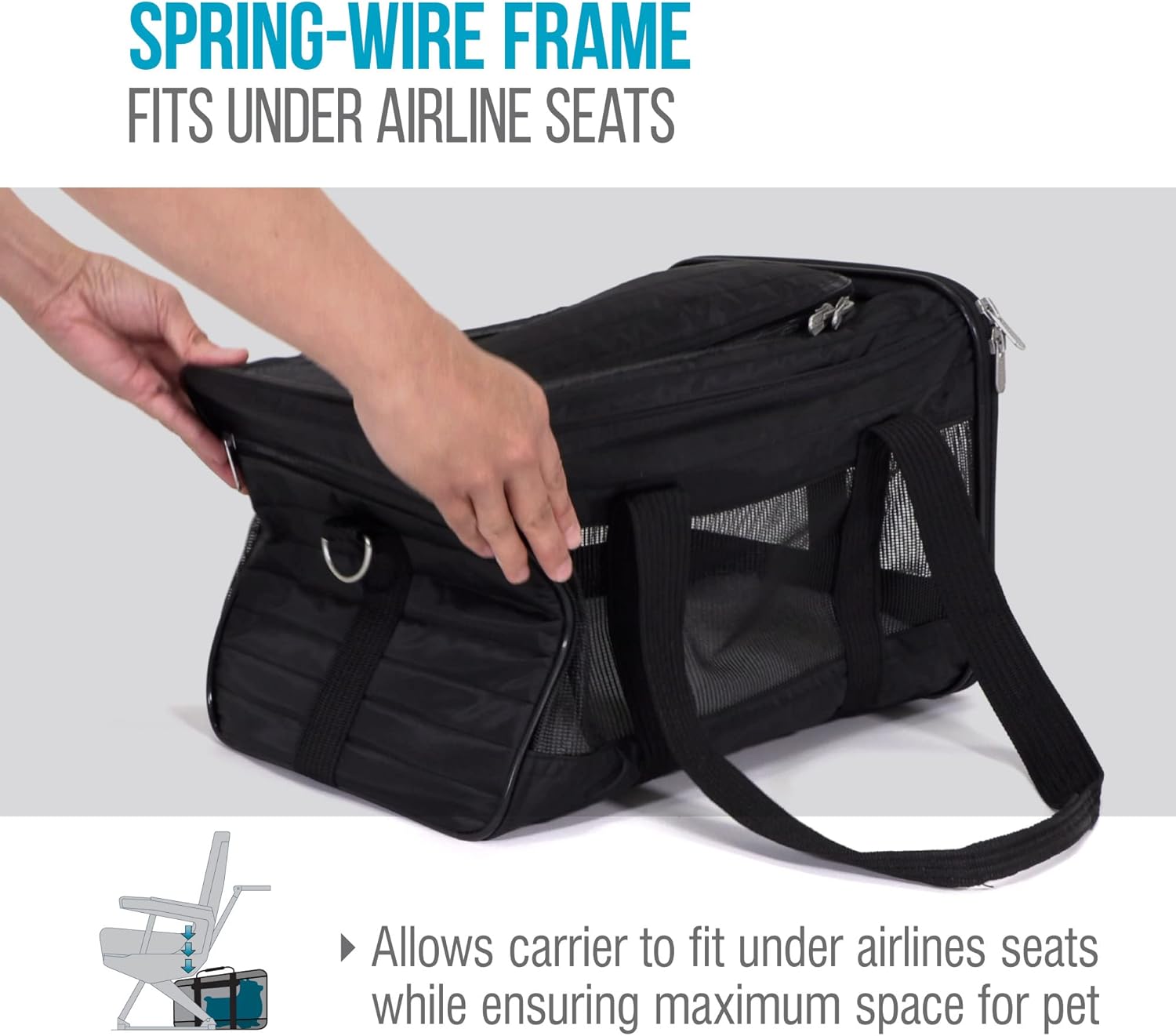 Sherpa Original Deluxe Travel Pet Carrier, Airline Approved - Black, Large - Image 3