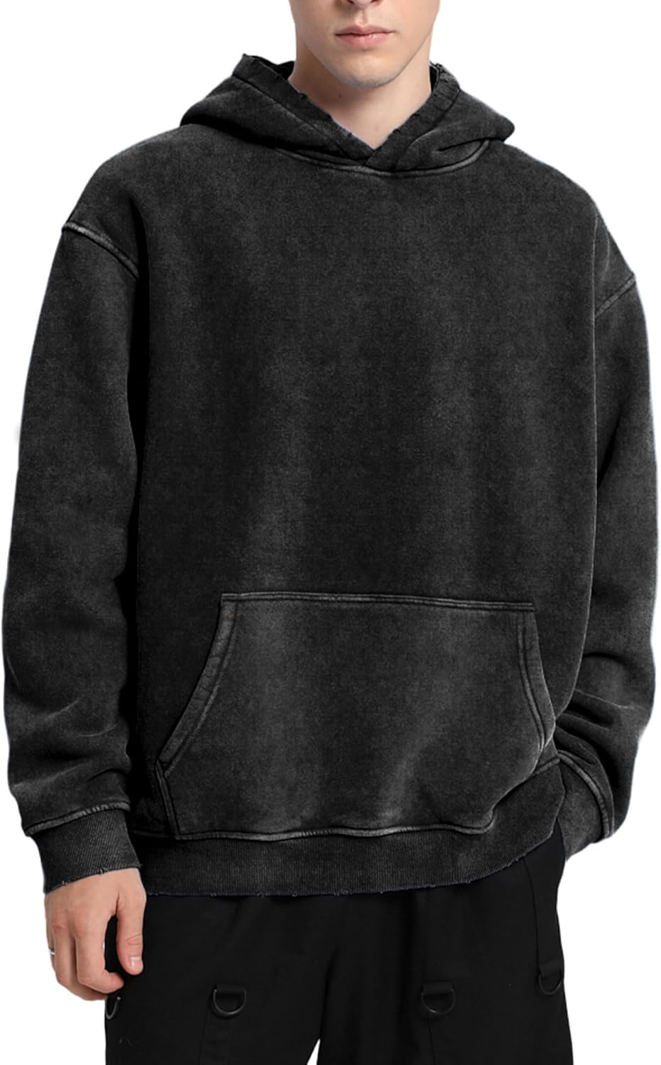 FAIABLE Mens Hoodies Oversized Unisex Acid Wash Hoodie Heavyweight Fleece Vintage Cotton Sweatshirt Men Women Streetwear - Image 2