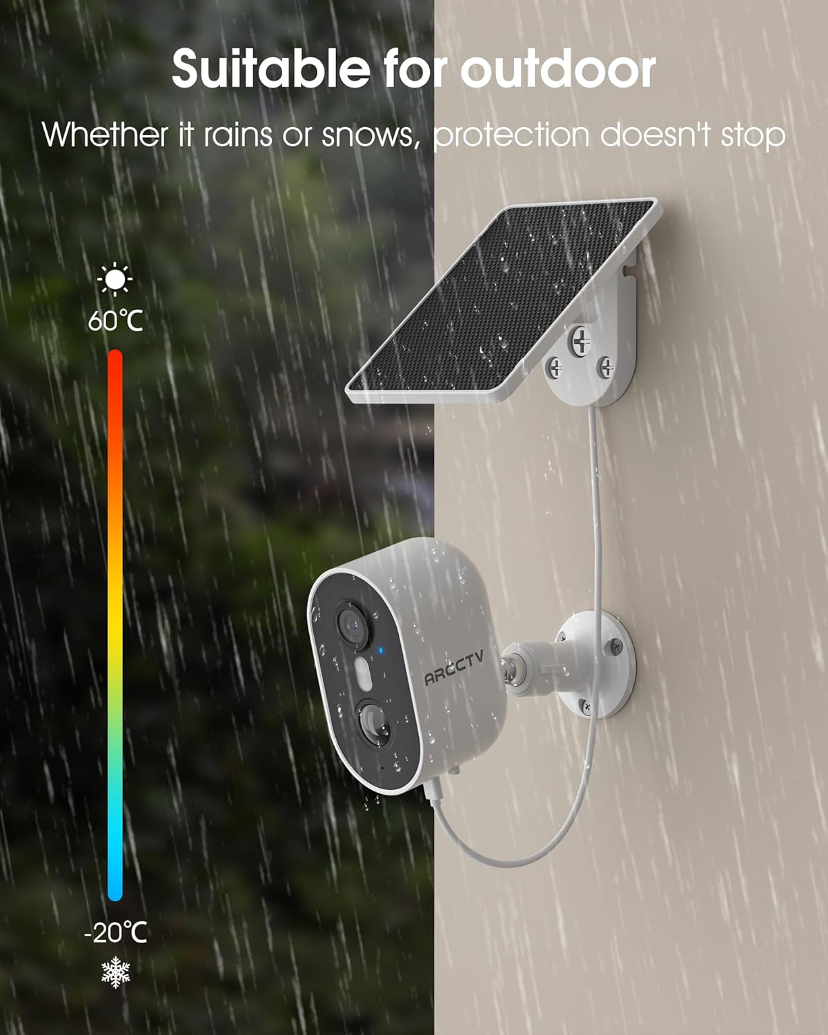 ARCCTV Security Camera Wireless Outdoor, 4MP Recharge Battery Powered WiFi Camera with Solar Panel, Motion Detection, Color Night Vision, 2-Way-Audio, 2.4G/5G Dual Band WiFi (2 Pack) - Image 7