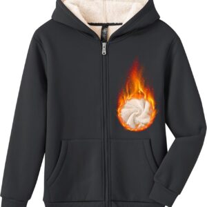 MoFiz Kids Fleece Jackets Sherpa Lined Hoodie Jacket Hooded Zip up Sweatshirt Coats for Boys Girls Winter Casual Outerwear