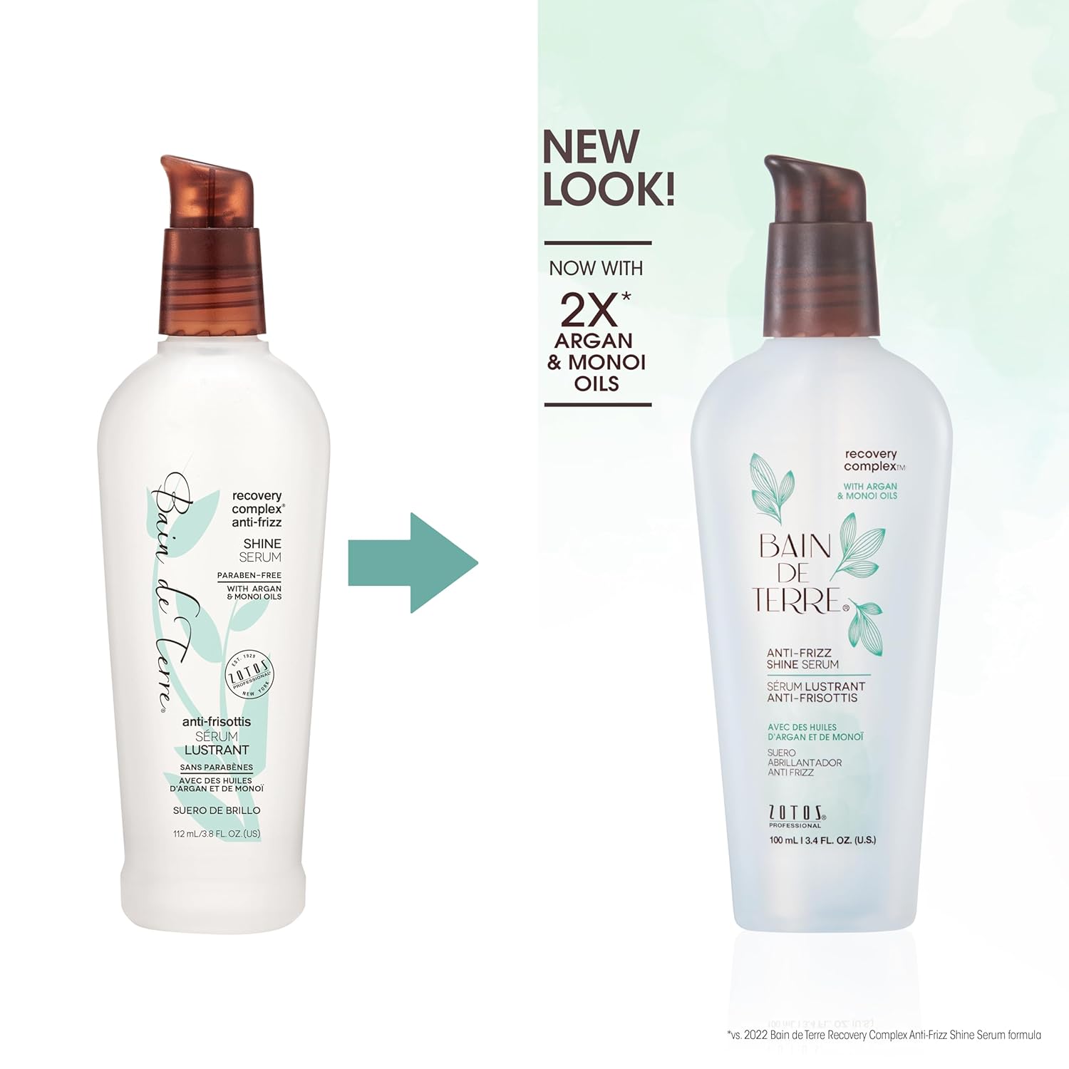 Bain de Terre Recovery Complex Anti-Frizz Shine Serum, Silky Shine & Frizz Control with Argan & Monoi Oils, Paraben-Free, Alcohol-Free, Color-Safe, Vegan - Image 2