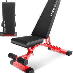 FitinOne Adjustable Weight Bench, 800LBS Foldable Workout Bench for Home Gym, Incline Decline Flat Bench Press with Quick Folding & Fast Adjustment