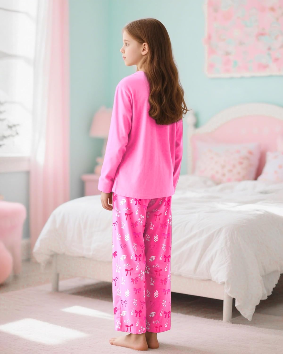 Sylfairy Girls Pajamas 2-Piece Pjs Set Kids Long Sleeve and Pants Jammies Casual Wear Girls' Sleepwear Lounge Clothes Big Kid - Image 4