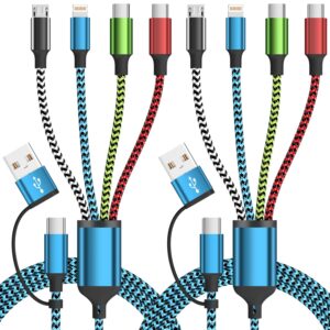 Dual Type C Port 4 in 2 Multi Charging Cable for Cruise Essentials 2026,USBA/C Multi Charger Cable,Travel Phone Charger Cord for iPhone 17-11/Samsung/Tablets/PS Home,Office,2Pack 5FT