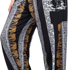 QIANXIZHAN Women’s Harem Pants, High Waist Yoga Boho Trousers with Pockets