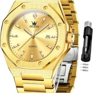 OLEVS Watch for Men Business Diamond Easy Read Men’s Wristwatches Analog Luxury Date Stainless Steel Waterproof Luminous Dress Mens Watches