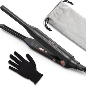 Wavytalk 3/10″ Small Flat Iron, Pencil Flat Iron for Short Hair, Pixie Cut and Bangs, Curling Iron for Short Hair, Mini Hair Straightener for Edges with Anti-Pinch Design, Tiny Hair Straightener