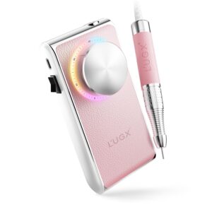 L’UGX Professional Nail Drill 30000RPM, Cordless Rechargeable Electric Nail File for Acrylic Nails Gel Polishing, Efile Nail Kit for Manicure Pedicure, Low Noise Low Vibration, 7Pcs Drill Bits, Pink