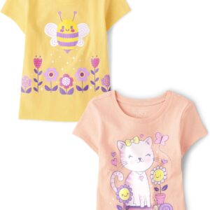 The Children’s Place Baby Girls’ and Toddler Unicorns,Butterflies,Trends Short Sleeve Graphic T-Shirts,3 Pack