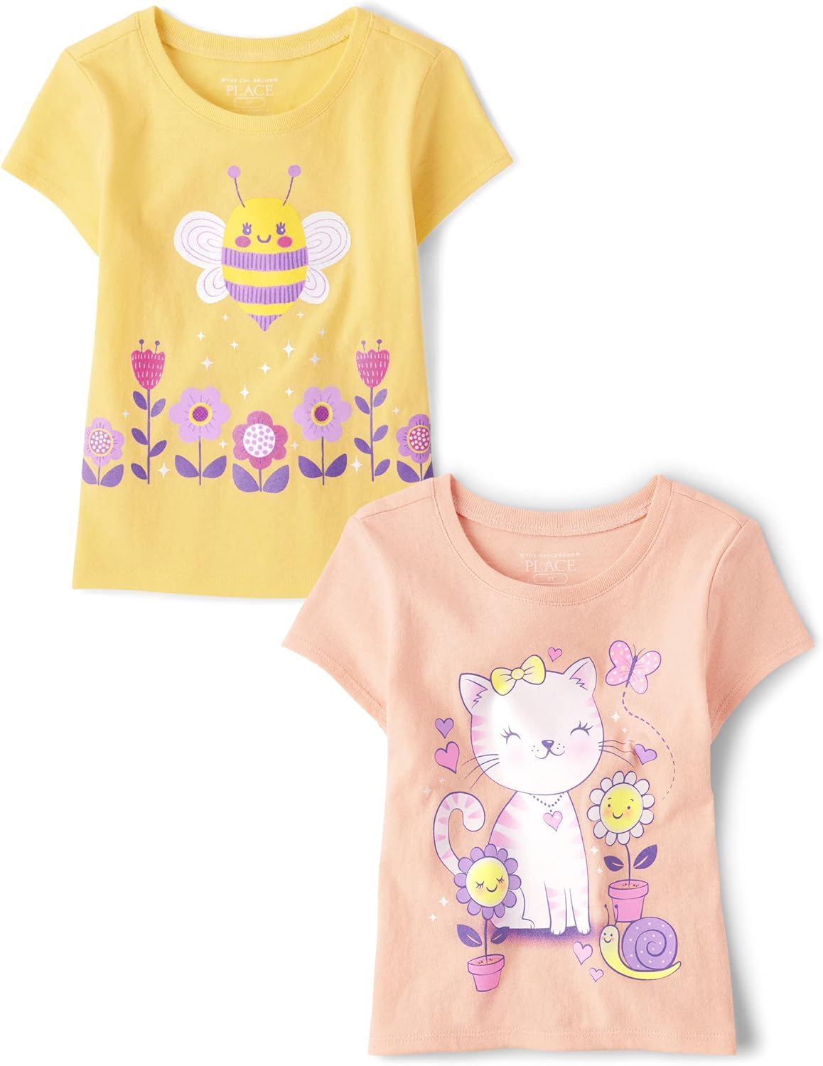 The Children's Place Baby Girls' and Toddler Unicorns,Butterflies,Trends Short Sleeve Graphic T-Shirts,3 Pack
