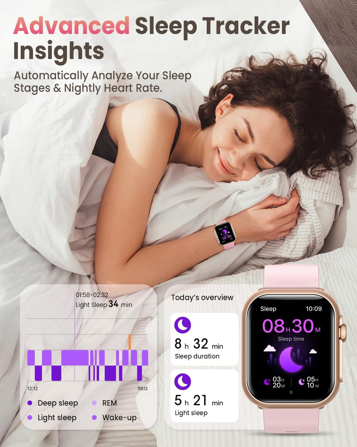 Smart Watch for Women for iPhone Android: 1.85" Smart Watch with 30 Days+ Battery Life Make/Recive Call Heart Rate SpO2 Sleep Monitor 120+ Sport IP68 Waterproof Fitness Tracker Watch Pedometer Reloj - Image 5
